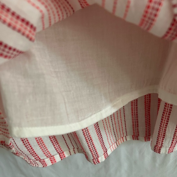 Soft Surroundings Red Orange White Stripe Boho Blouse Tunic Top Size S - Picture 9 of 15